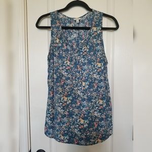 Floral multi-colored tie front tank, XL